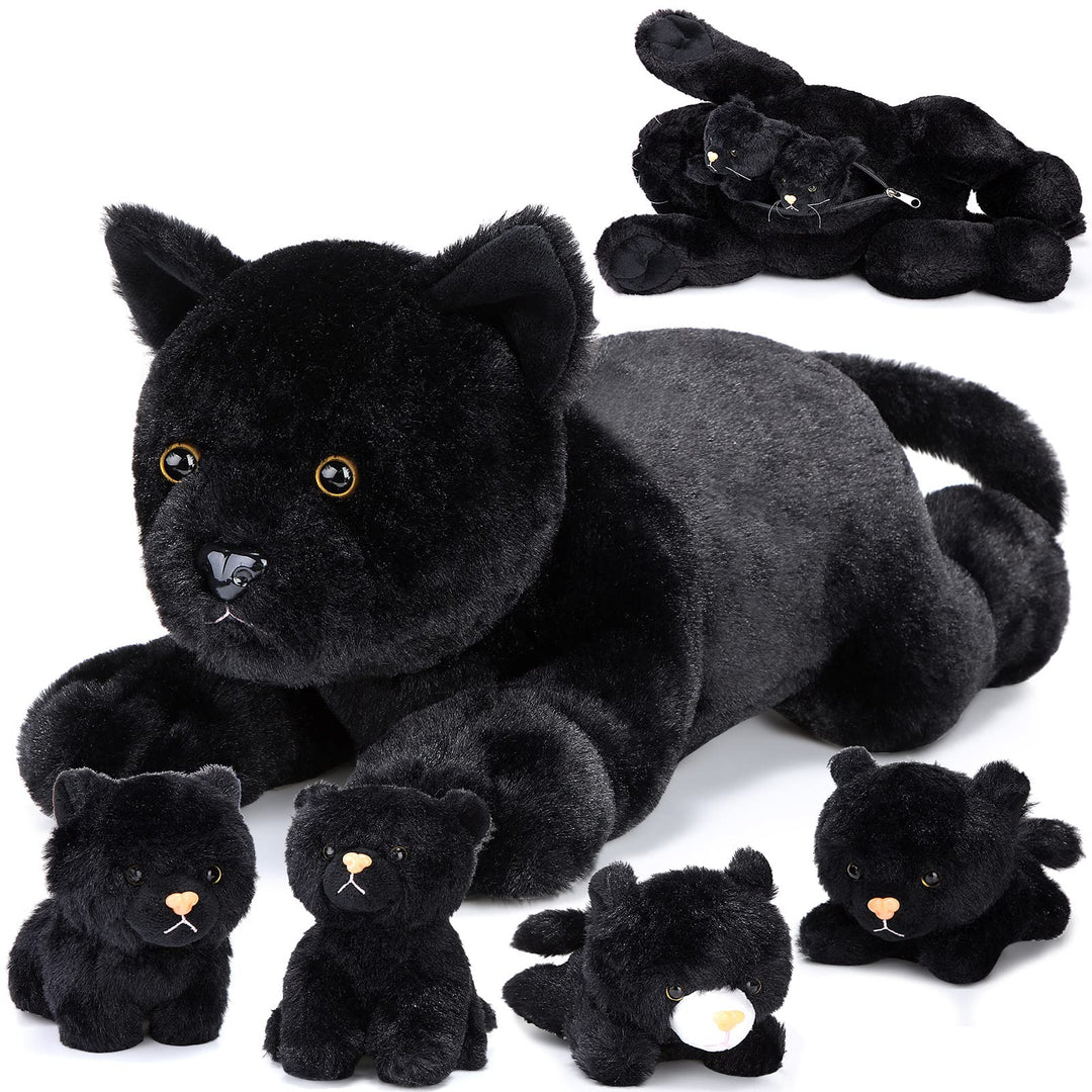 Skylety 5 Stück Plüsch Katzen Set Enthält Gross Katze Stofftier Weich Kuscheltier mit 4 Flauschig Pl
