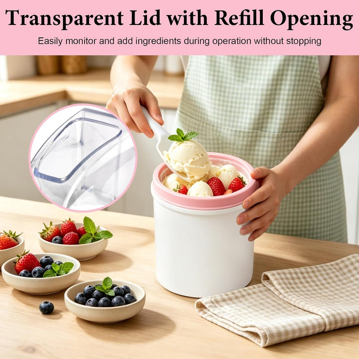 Eismaschine 1,6 L, für Eiscreme, Sorbet & Frozen Joghurt, Softeismaschine mit One-Touch-Bedienung, 2