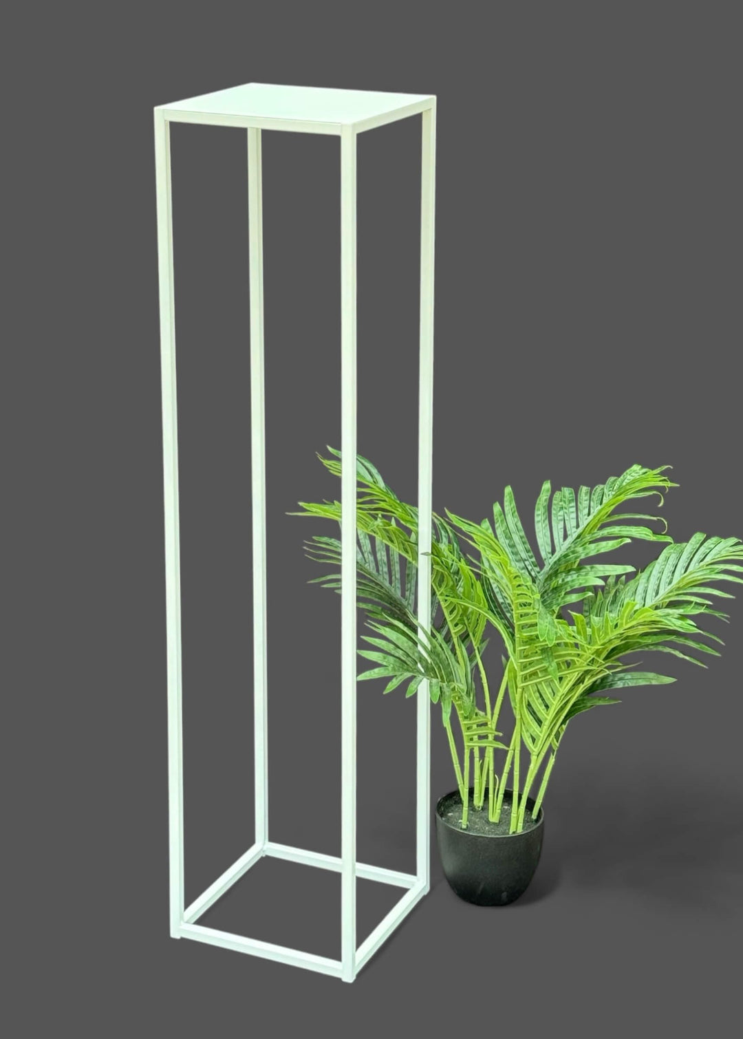 DanDiBo Blumenhocker Metall Weiss Eckig 100 cm Blumenständer Beistelltisch 96569 Blumensäule Pflanze