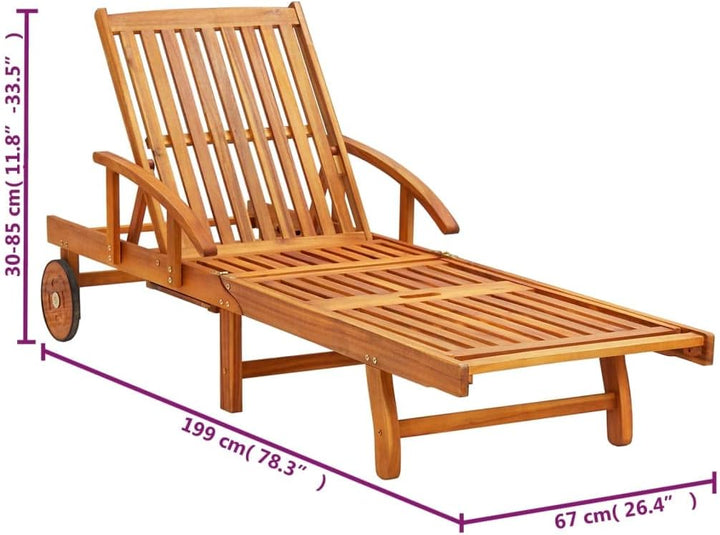 vidaXL 2X Akazienholz Massiv Sonnenliege mit Auflagen Klappbar Relaxliege Liegestuhl Gartenliege Hol