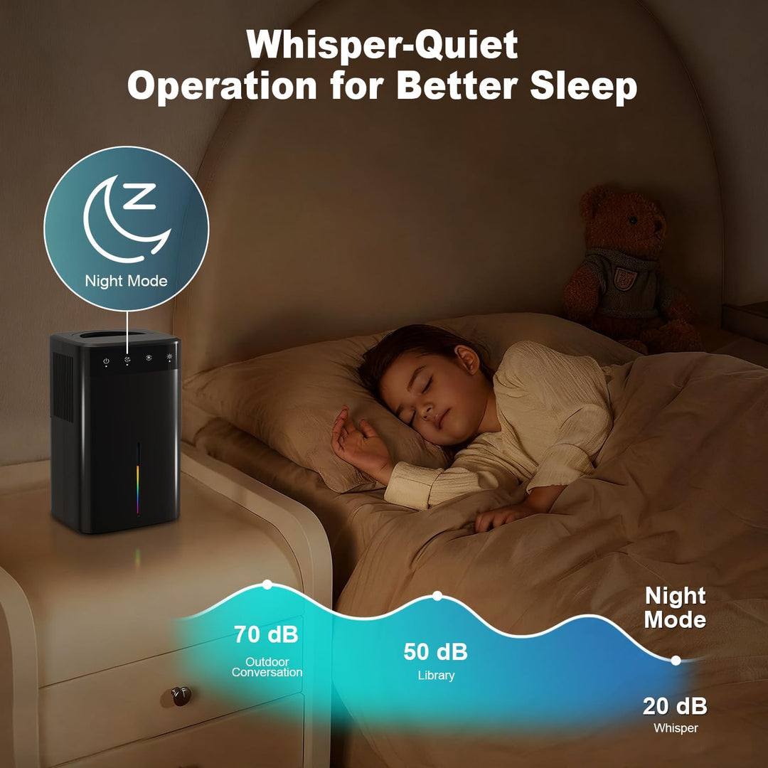Luftentfeuchter -Black Elektrisch 2,6L, Leiser Raumentfeuchter für Keller, Bad &amp; Schlafzimmer bis 32