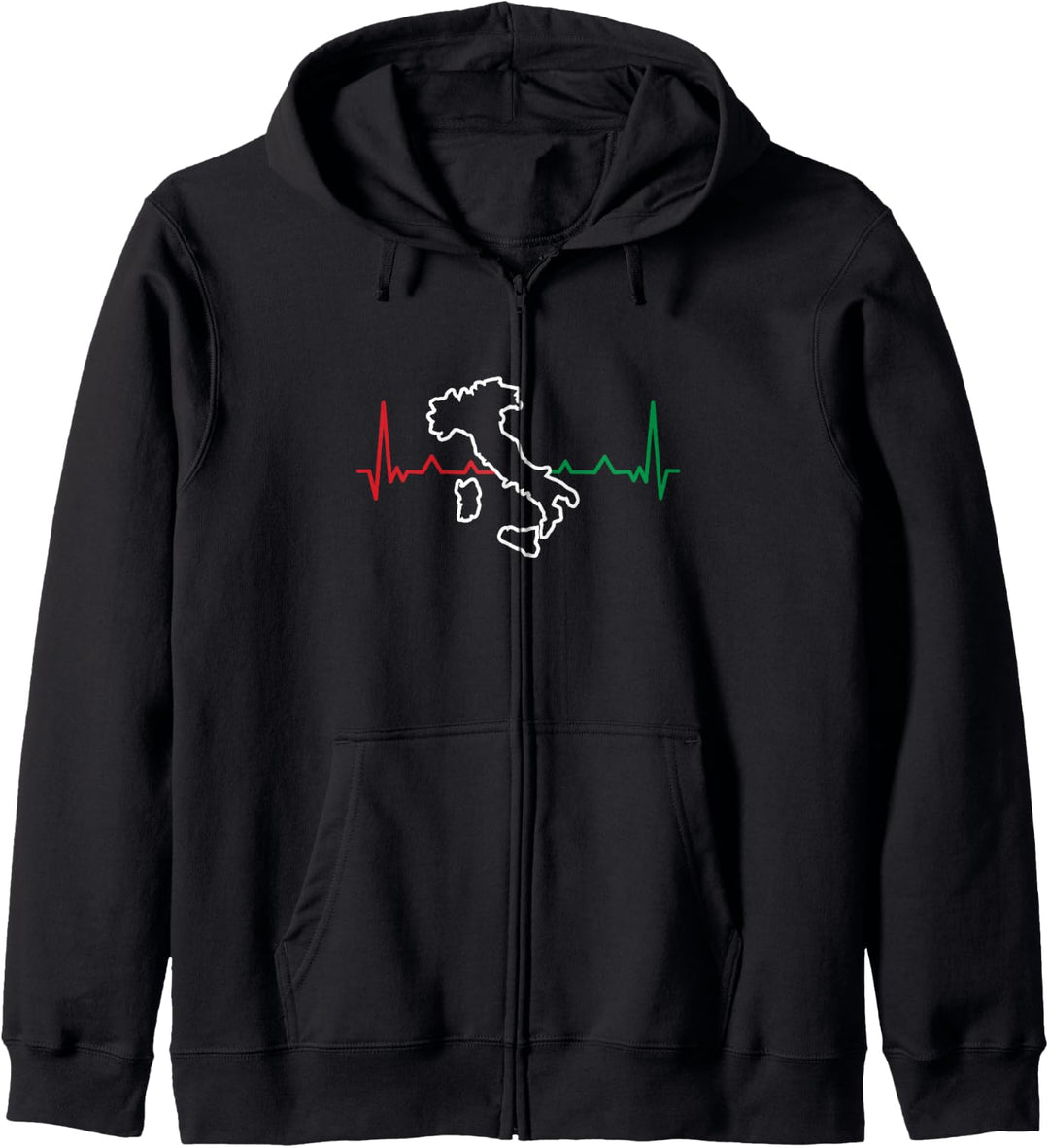 Italia Herzschlag Italienische Flagge Umriss Italien Kapuzenjacke