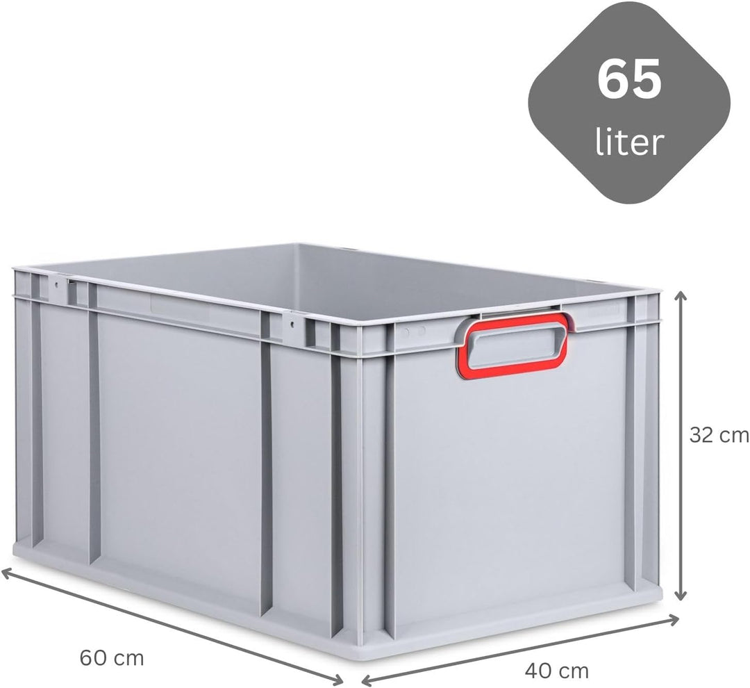 SuperSparSet 3x Eurobox NextGen Color | HxBxT 32x40x60cm | 65 Liter | Griffe rot geschlossen | Verst