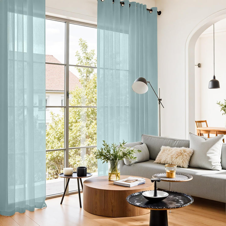 TOPICK Sheer Vorhang Mit Ösen Sheer Vorhänge Voile Halb Transparent Gardine Gaze Paarig Schals Fenst