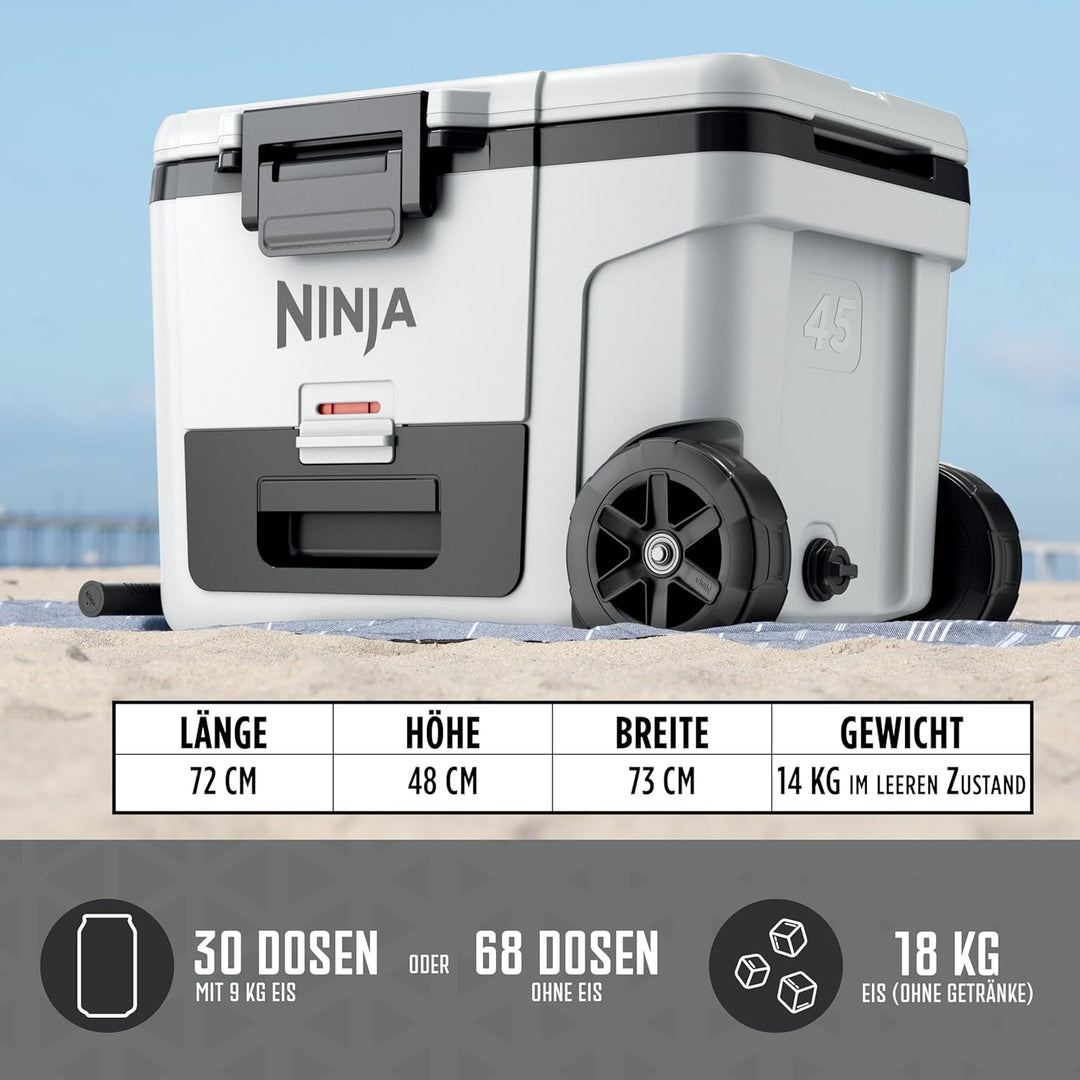Ninja FrostVault Kühlbox mit Rollen und Isolierung, integrierter Dry Zone Schublade für Lagerung bei