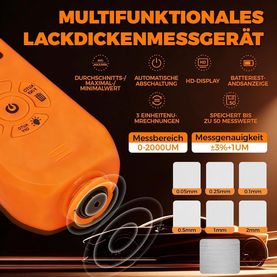 HW-300S Lackmessgerät Auto, Digitales Lackdickenmessgerät für Auto, Lackschichtdickenmessgerät KFZ m