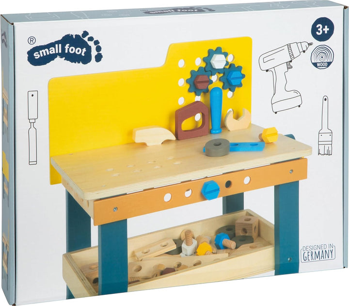 small foot Werkbank „Workshop“, inklusive 4 Werkzeugen und umfangreichem Zubehör aus Holz, für Kinde