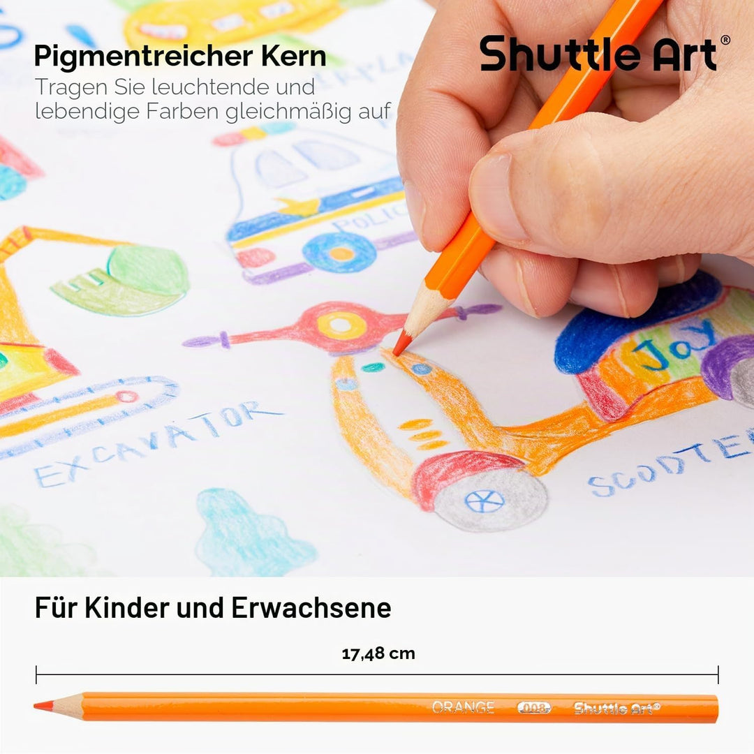 Shuttle Art Buntstifte Set, 144 Buntstifte Kinder, Farbstifte mit 12 Lebendigen Farben, 12er Packung