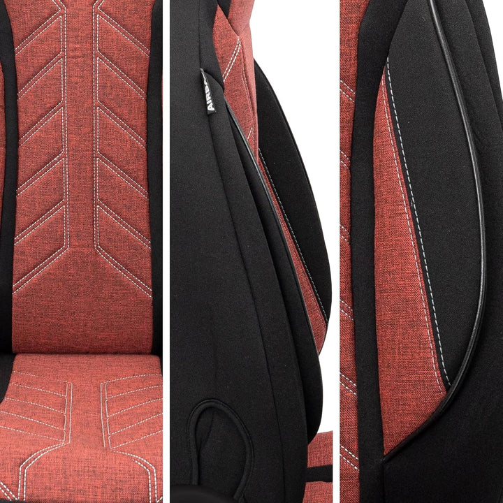 BREMER SITZBEZÜGE Mass Sitzbezüge Schonbezüge für VW T6 T6.1 Caravelle PLKT202 PLKT202 - Schwarz/Rot