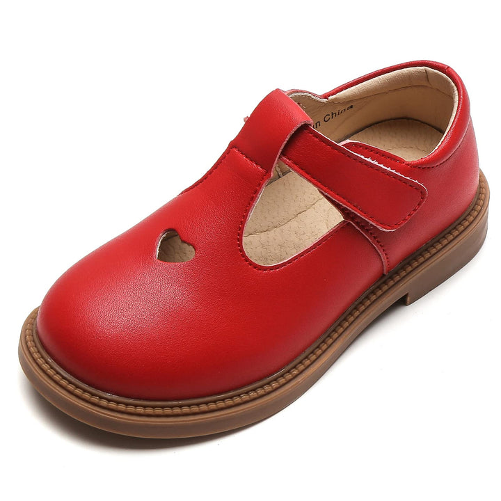 DADAWEN Mädchen Mary Jane Halbschuhe Taufschuhe Geschlossene Ballerinas, Rot