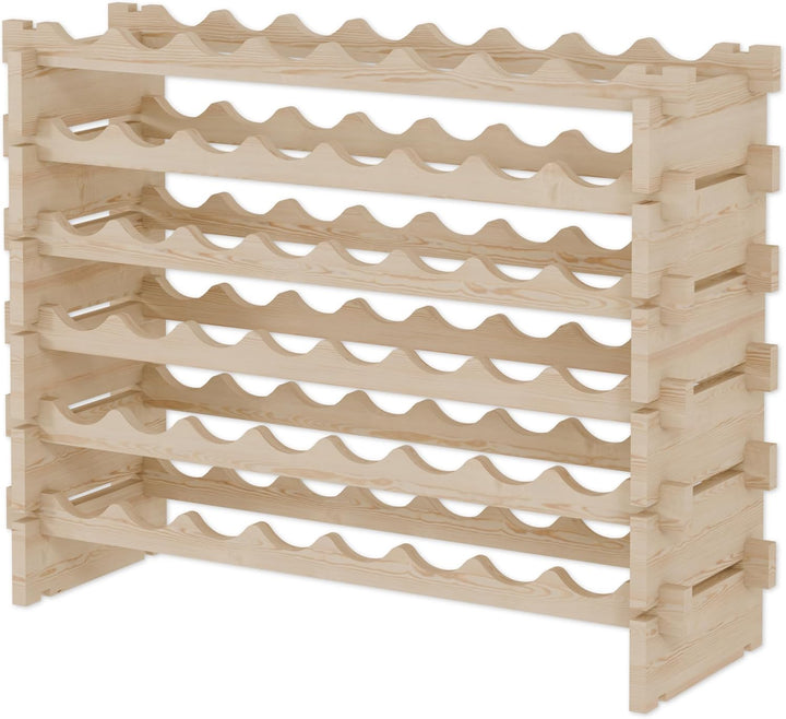 Lenmar RW-STK Weinregal aus Holz, 48-60 Flaschen Kapazität, 6 Ebenen, Farbe Beige, ideal für den Kel