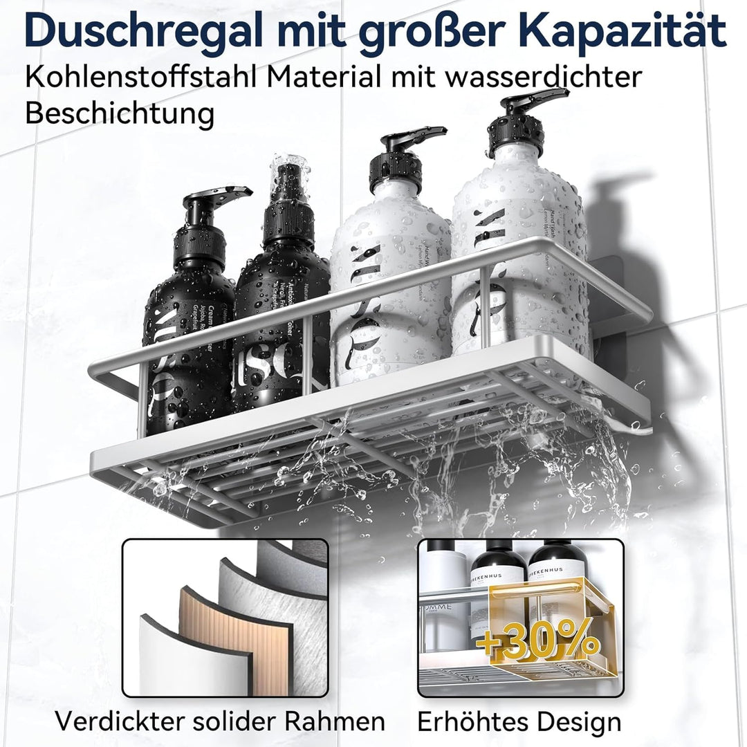 YASONIC Duschablage Ohne Bohren, 3 Stück Rostfreie Badezimmer Organizer, Schnelltrocknender Duschreg