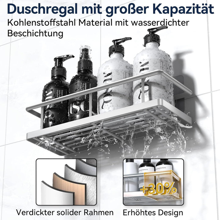 YASONIC Duschablage Ohne Bohren, 3 Stück Rostfreie Badezimmer Organizer, Schnelltrocknender Duschreg