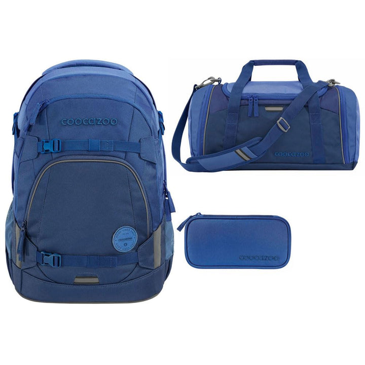coocazoo MATE Schulrucksack-Set 3tlg inkl. Sporttasche und Schlamperbox All Blue, All Blue