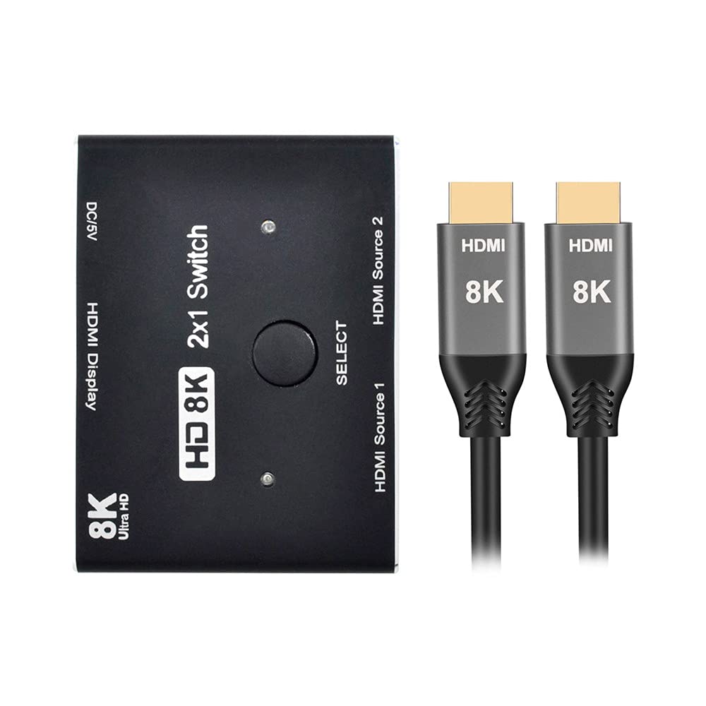 xiwai 8K @ 60hz HDMI-kompatibler 2.1-Switch & 3 Kabel 2-in-1-OUT Hub unterstützt HDCP SST Extended 4