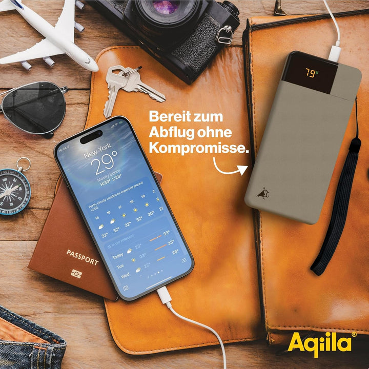 Powerbank 20000mAh, 20W, LCD-Display, 2X USB-C, 1x USB-A, tragbares Ladegerät, Pass-Through-Laden, l
