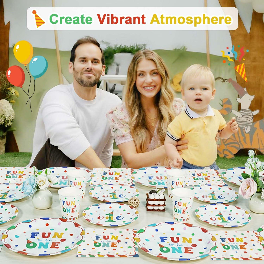 Heboland Pappteller Kindergeburtstag bunt Polka Dot Design Partygeschirr Set Geburtstag 125pcs Pappt