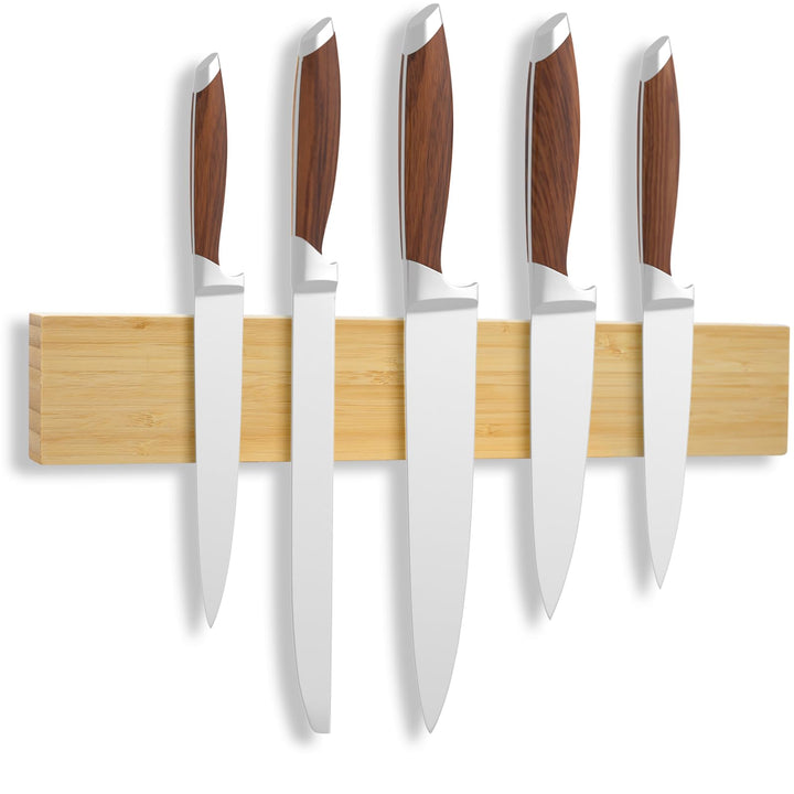 SMART&COOL Messer Magnetleiste aus Bambus 45CM - Messerhalter Magnetisch Holz mit Extra Starkem Magn