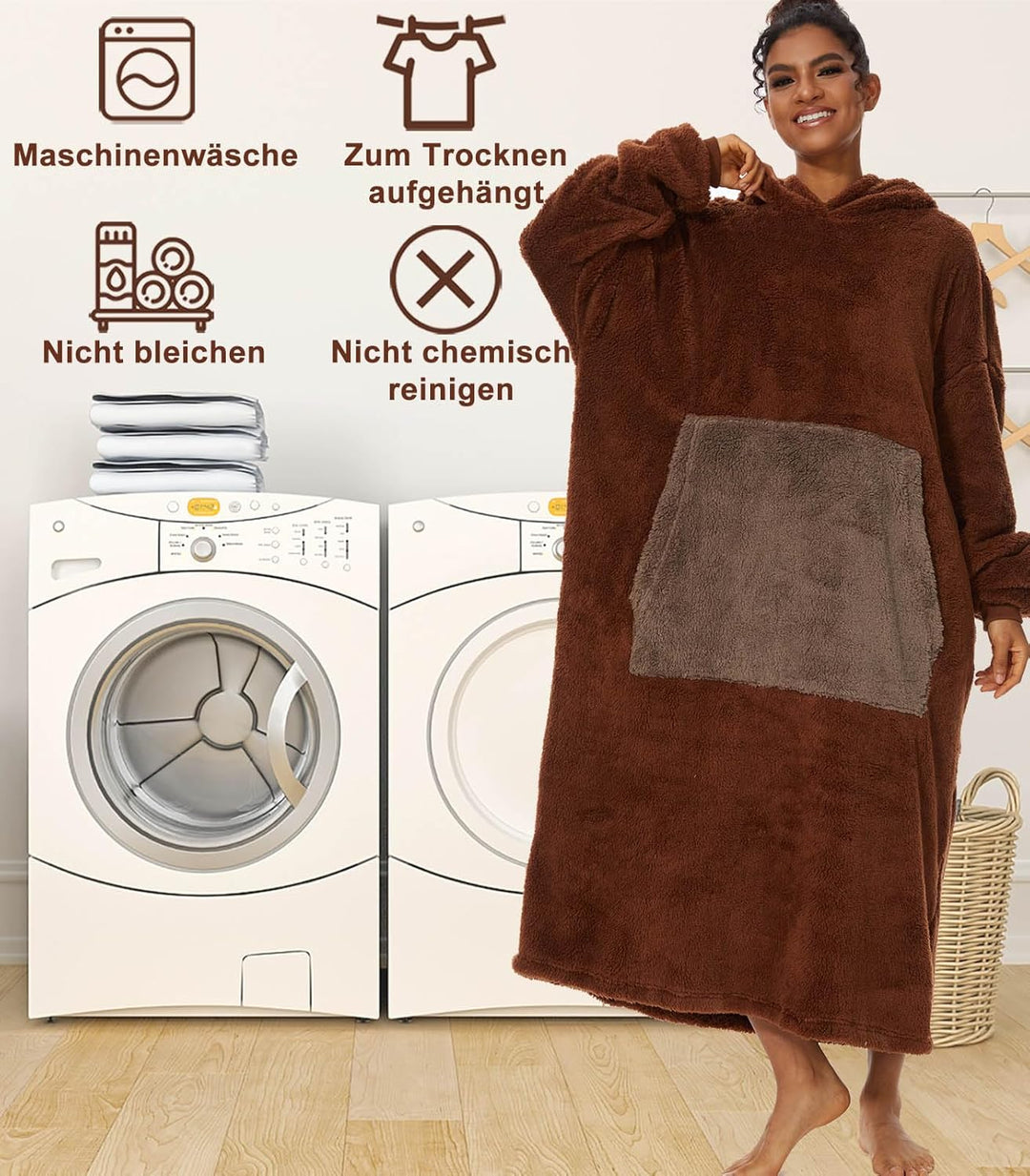 LATH.PIN Übergrosse Decke Hoodie Sweatshirt Oversized Kapuzenpullover Hooded Blanket Warme Plüsch Pu