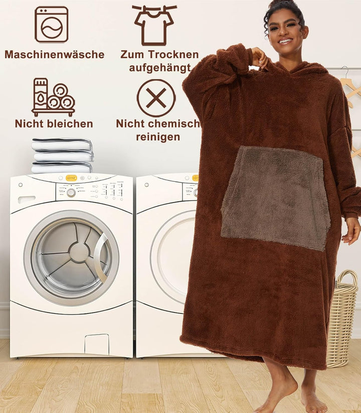 LATH.PIN Übergrosse Decke Hoodie Sweatshirt Oversized Kapuzenpullover Hooded Blanket Warme Plüsch Pu