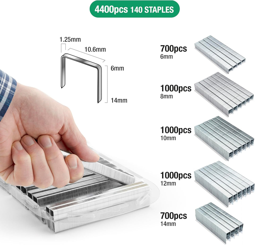 Tacwise 1287 A14014V Druckluft-Polstertacker Set mit Typ 140/6-14mm Heftklammer-Multipack (4400 Stüc