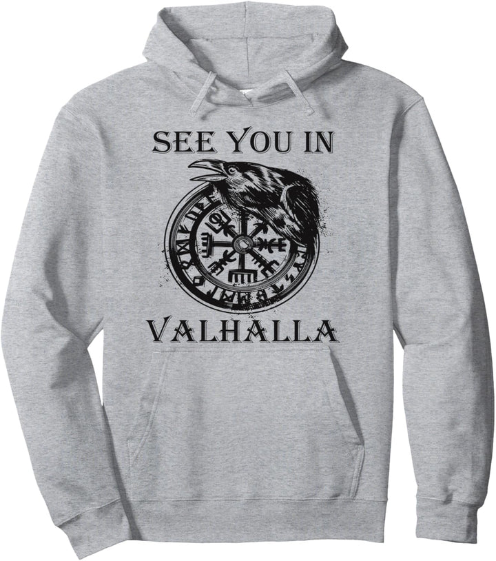 Sehen Sie sich in Valhalla Ravens Odin Runes Ragna Vikings Pullover Hoodie