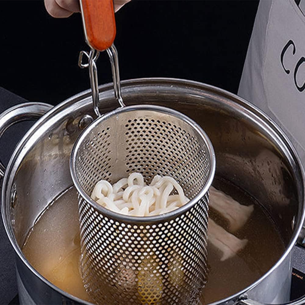 TENTA Kitchen Micro-Perforated Stainless Steel Pasta Basket Mesh Spider Food Dumpling Noodle Straine