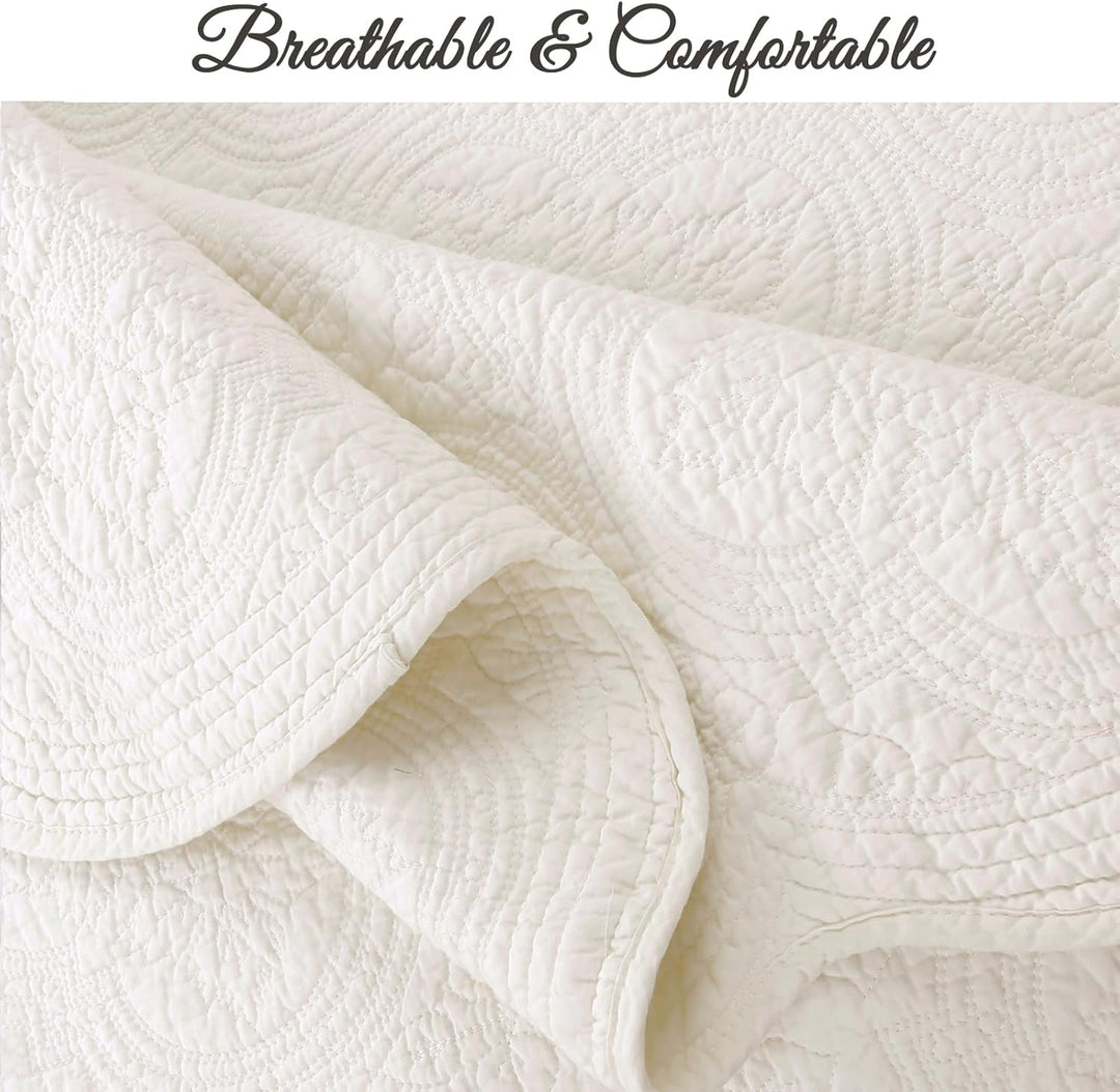 Cozy Line Home Fashions Viktorianisches Medaillon, massives Elfenbein, Matelasse-Prägung, 100% Baumw