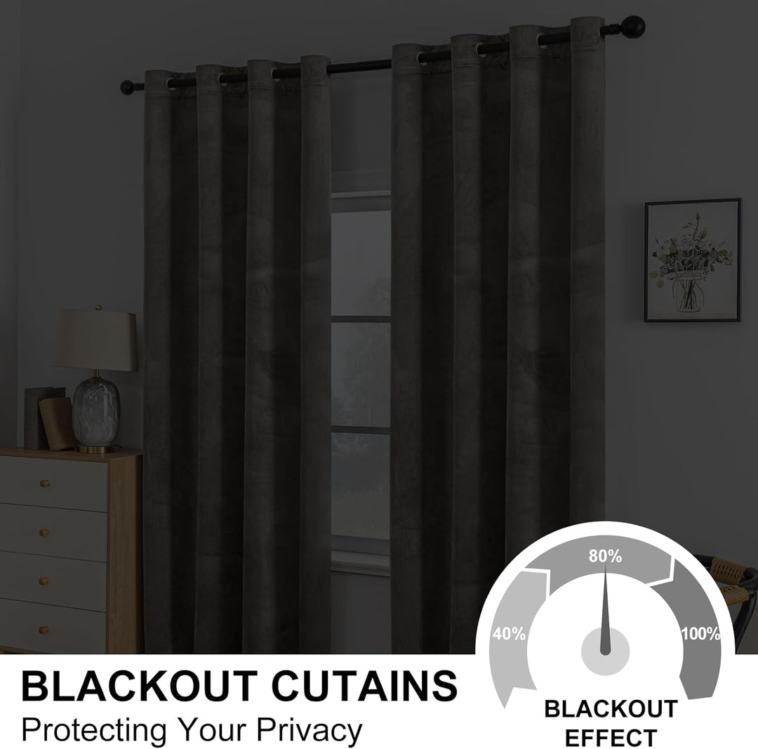 YSTELLAA Samtvorhang 2er Set, Gardinen Vorhänge, 117×137cm, Verdunklungsvorhänge Schlafzimmer Mit Ös