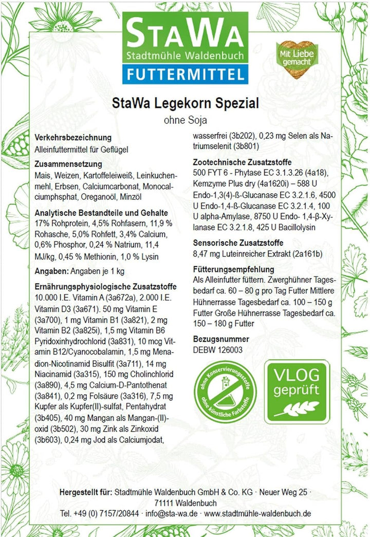 STAWA Legekorn Spezial ohne Soja, ohne Gentechnik, mit Kräuter, 25 kg, 25 kg