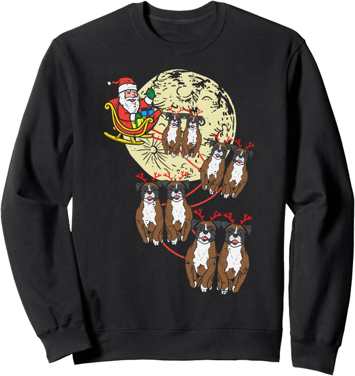Reindeer Boxer Santa Christmas Cute Animal Pet Dog Xmas Gift Sweatshirt