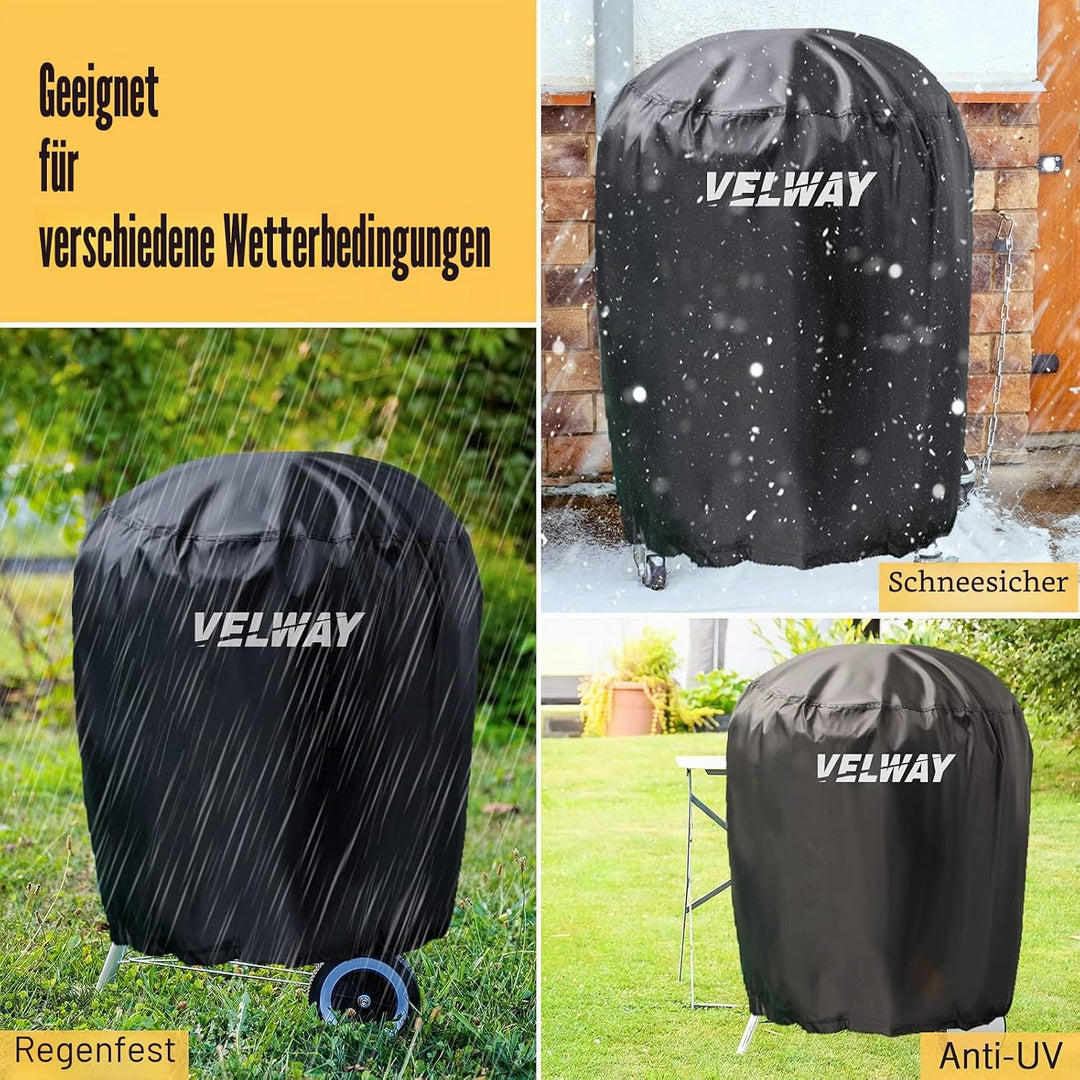 Velway Grill Abdeckhaube Holzkohlegrill Kugelgrill Grillabdeckung Regendicht BBQ Abdeckung Cover Sch