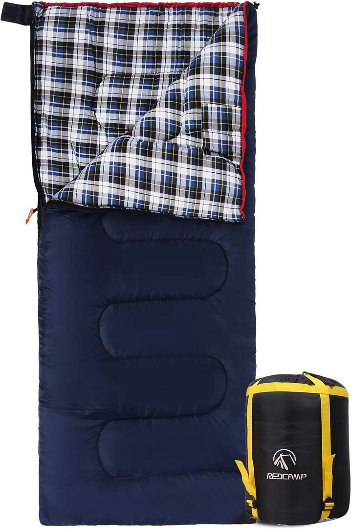 REDCAMP XL Baumwoll Schlafsack warm mit Abnehmbarer Kapuze,Bequeme Flanell Kompakt deckenschlafsack