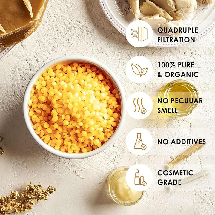 Bienenwachs Pastillen,2kg 100% natürliches Bienenwachs, Perfekt geeignet für Kosmetikprodukte, Biene