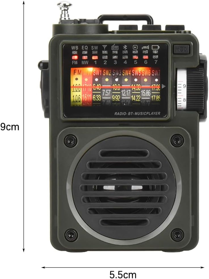 DollaTek HRD-700 Taschen Retro Mini Radio mit 10 Bändern Bluetooth Digitaler wiederaufladbarer Musik