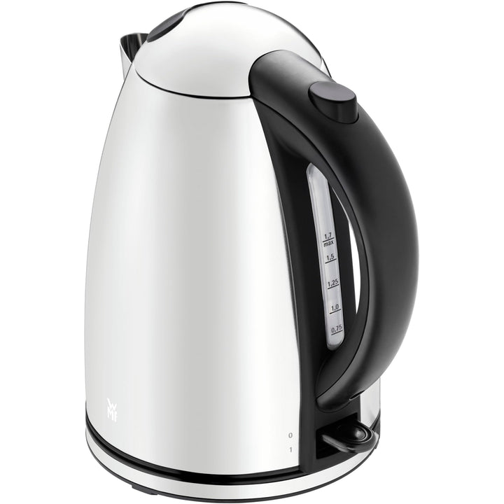WMF Stelio Wasserkocher Edelstahl 1,7l, elektrischer Wasserkocher mit Kalkfilter, 2400 W, Wasserstan