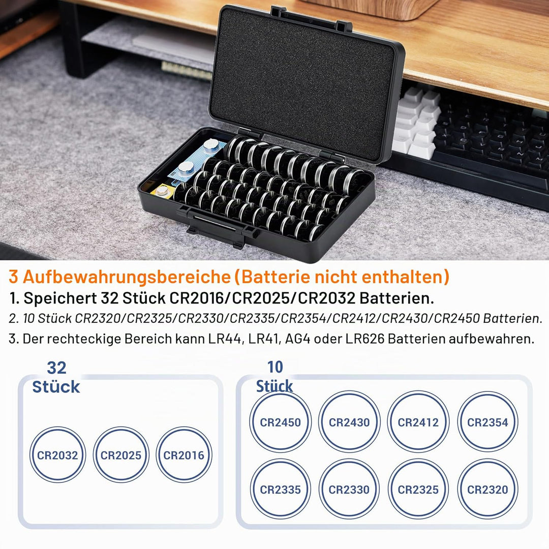 KIWIFOTOS Grosse Kapazität Upgrade Knopfzelle Batterie Aufbewahrung 42 Slots Batterien Aufbewahrungs