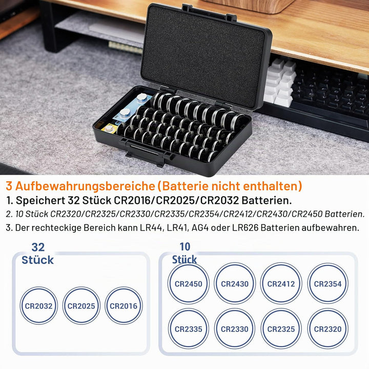 KIWIFOTOS Grosse Kapazität Upgrade Knopfzelle Batterie Aufbewahrung 42 Slots Batterien Aufbewahrungs