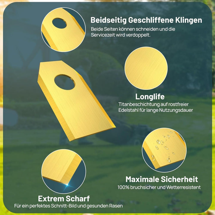 HAUSPROFI 30x Titan Ersatzklingen Ersatzkmesser für ECOVACS GOAT Mähroboter, DIN EN 50636-2-107 gepr