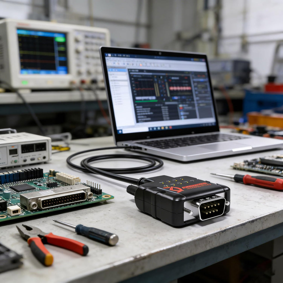 DriverGenius SerialGuardX Series | USB-C zu FTDI RS232 Seriell Adapter, 9 Datenüberwachungs-LEDs, ES