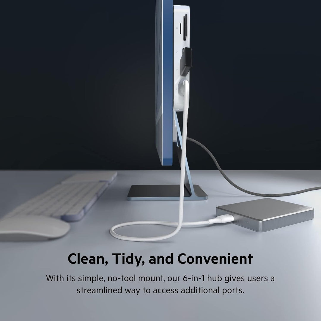 Belkin 6-in-1-USB-C-Hub, rückseitig montierbare Dockingstation für iMac 24″ mit SD-/microSD-Kartenle