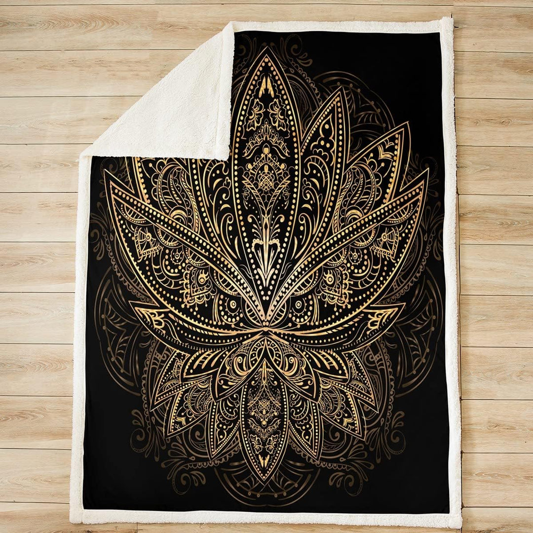 Loussiesd Boho Mandala Kuscheldecke 150x200cm Böhmische Dekorative Flanell Fleecedecke Hippie Mandal