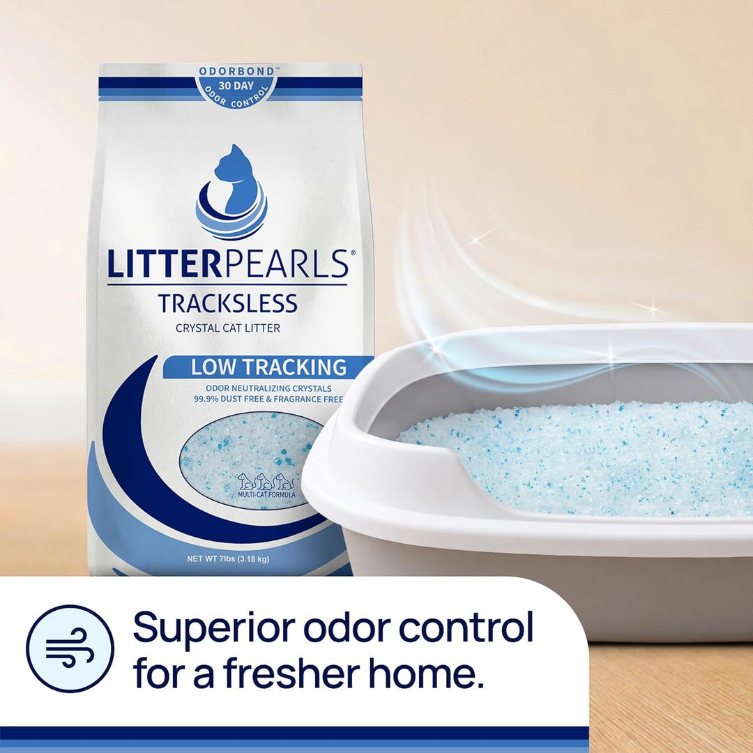 Litter Pearls Trackless Silikat Katzenstreu 4X 1,8kg Pack | Silica ODORBOND 30-Tage Geruchskontrolle