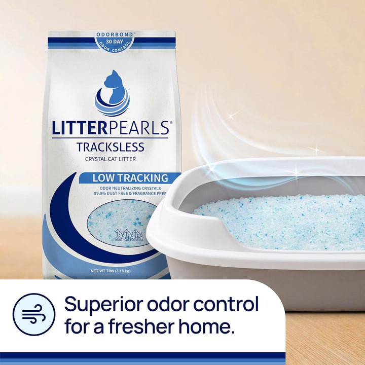 Litter Pearls Trackless Silikat Katzenstreu 4X 1,8kg Pack | Silica ODORBOND 30-Tage Geruchskontrolle