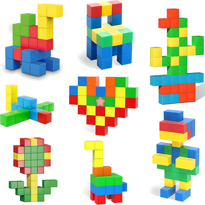 AOMIKS 57 Stück Magnetblöcke STEM Magnetische Bausteine, 3D-pädagogisches Bauspielzeug für Kinder im