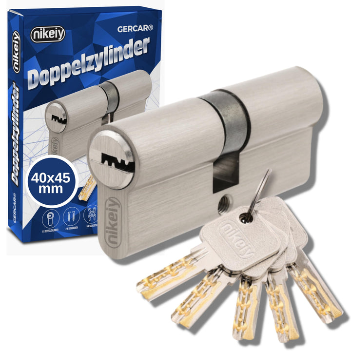 GERCAR Pro Profilzylinder 40/45 Massiver Schliesszylinder Doppelzylinder Zylinderschloss Türschloss