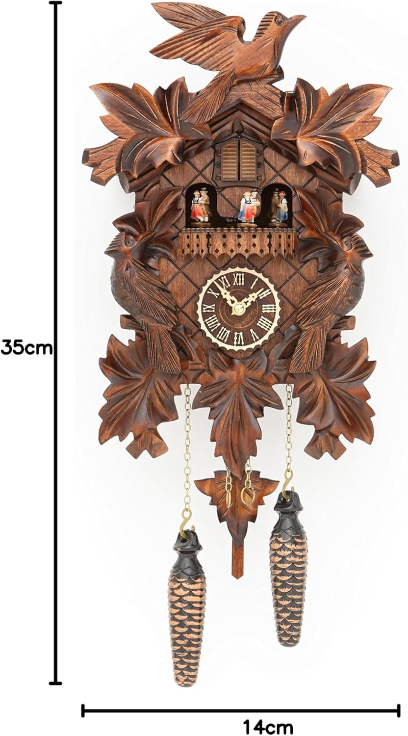 Trenkle Quarz Kuckucksuhr mit Musik 7-Laub, 3 Vögel TU 377 QMT