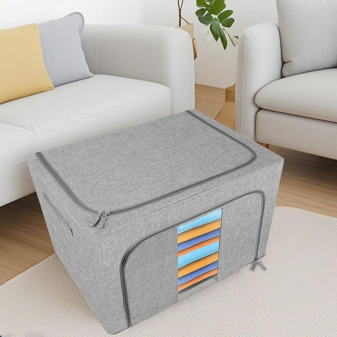 Aufbewahrungsbeutel mit Reissverschlüssen,2 Stück, Leinen-Aufbewahrungstasche, 24 l, 66 l, 100 l, gr