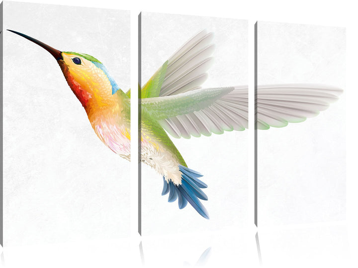 Pixxprint Anmutiger Kolibri als Leinwandbild/Grösse: 3 Teilig (120x80) cm/Wandbild/Kunstdruck/fertig