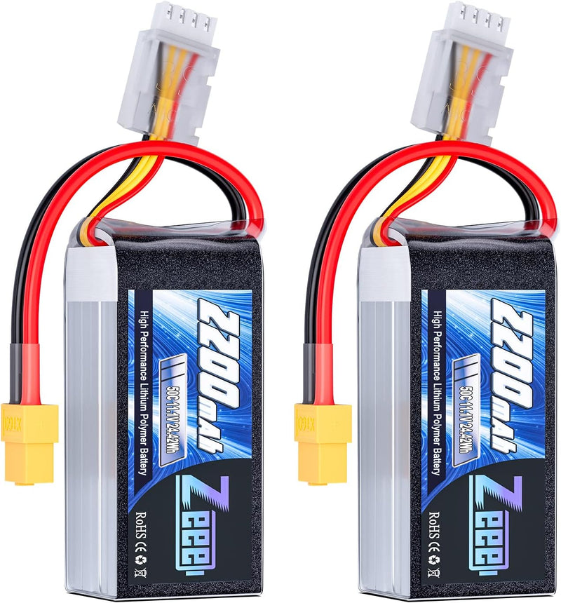 Zeee 3S Lipo Akku 50C 2200mAh 11,1V Kurze RC Batterie mit XT60 Stecker für RC Auto LKW RC Fahrzeuge